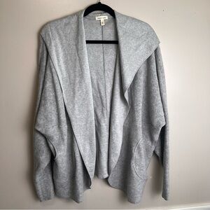 Silence + Noise Hooded Gray Open Front Waterfall Cardigan Sweater Sz Small